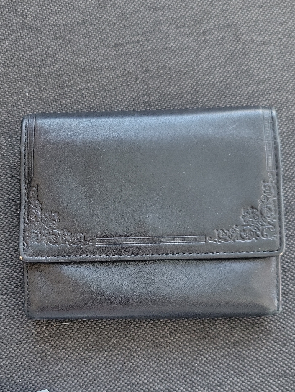 Black Embossed Leather Wallet